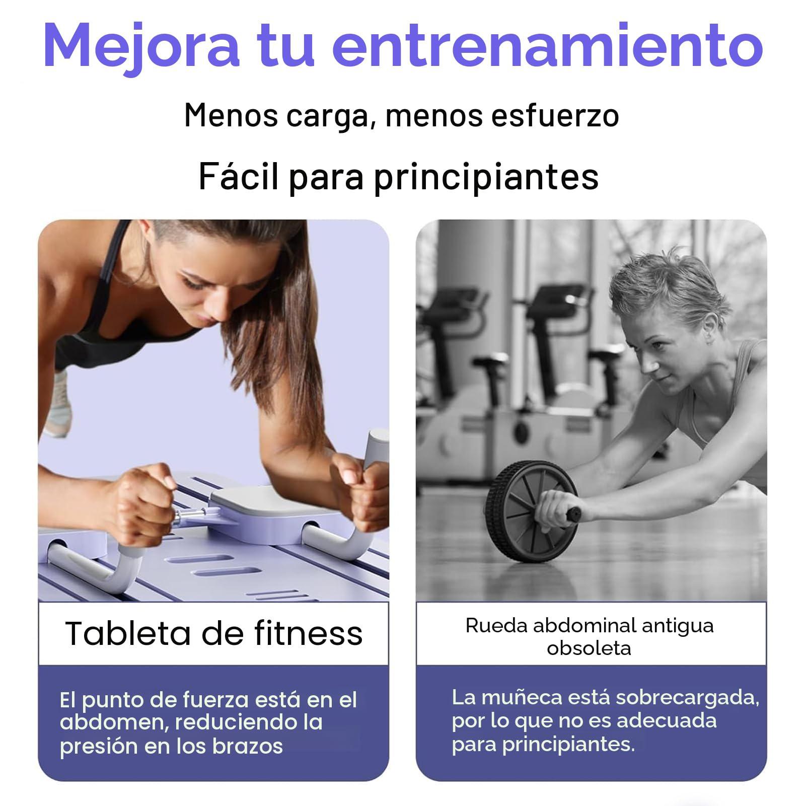 Pilates Board Compact Pilates Reformer Machine Set, Foldable AB Roller Wheel Rodillo Abdominales Exercise Board Rebote Automático Máquina de Ejercicio en Casa(Rosa sin Empuñadura)