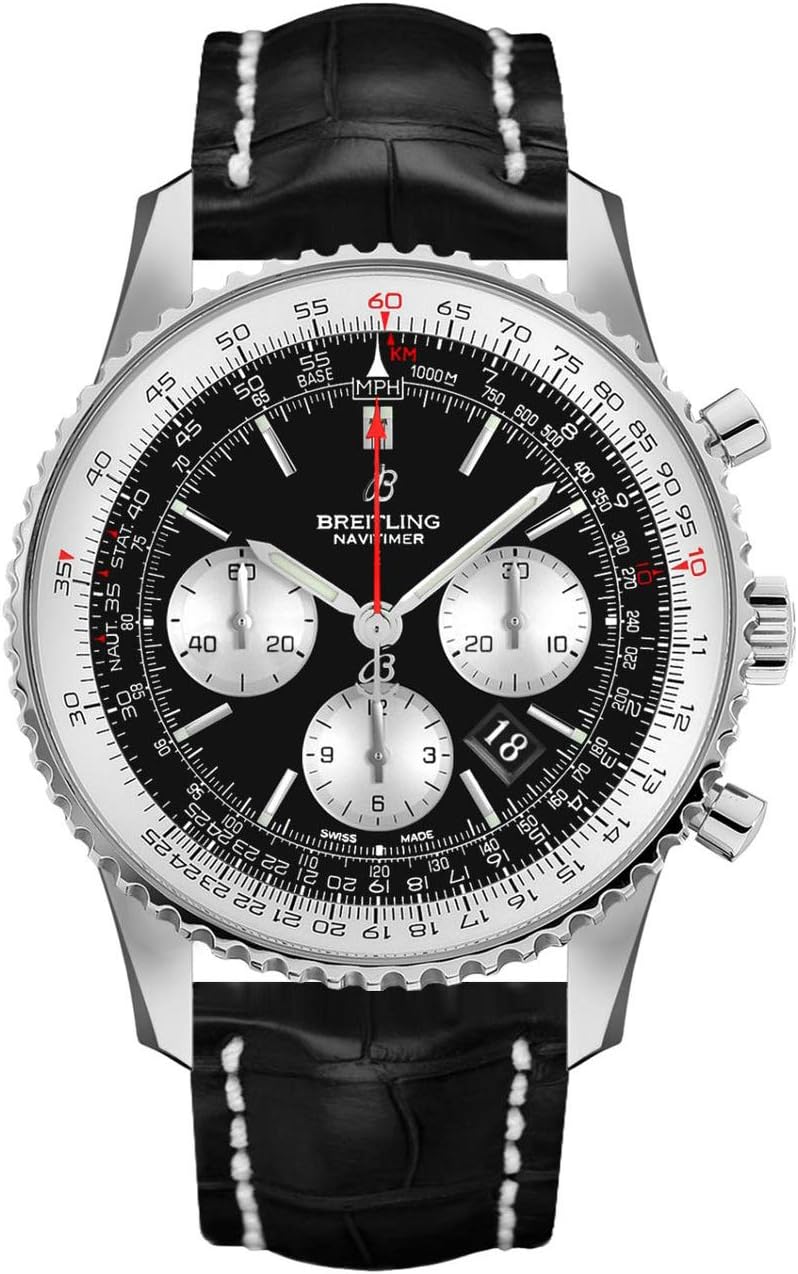 Breitling Navitimer 1 Chronograph Automatic Chronometer Black Dial Men's Watch AB0121211B1P1, Black, Chronograph