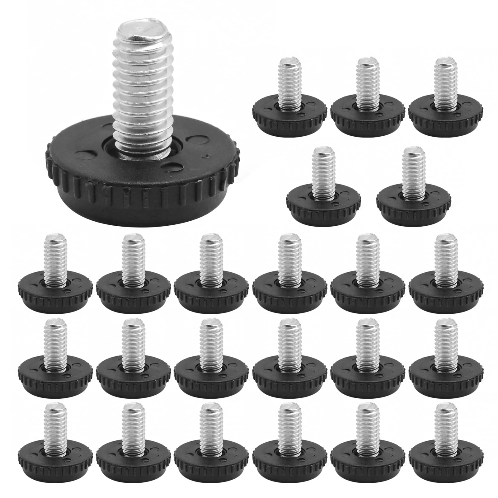 LIDSCURA 24 Pack 5/16-18 Adjustable Stainless Steel Feet Levelers Furniture Levelers with Threaded Inserts for Chairs Tables Cabinet Patio Furniture