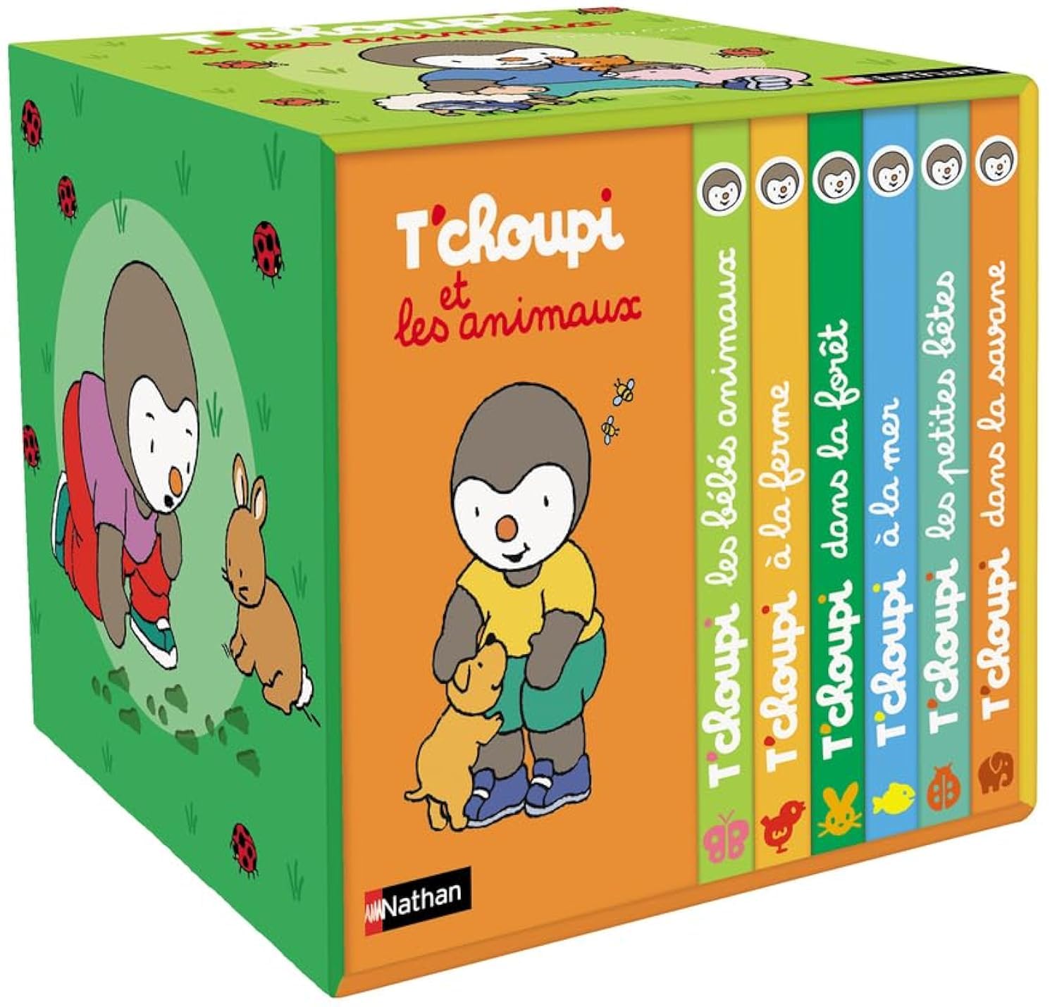 Ma petite bibliothèque - T'choupi et les animaux: Coffret en 6 volumes : T'choupi à la mer ; T'choupi dans la savane ; T'choupi les bébés animaux ; ... à la ferme ; T'choupi les petites bêtes