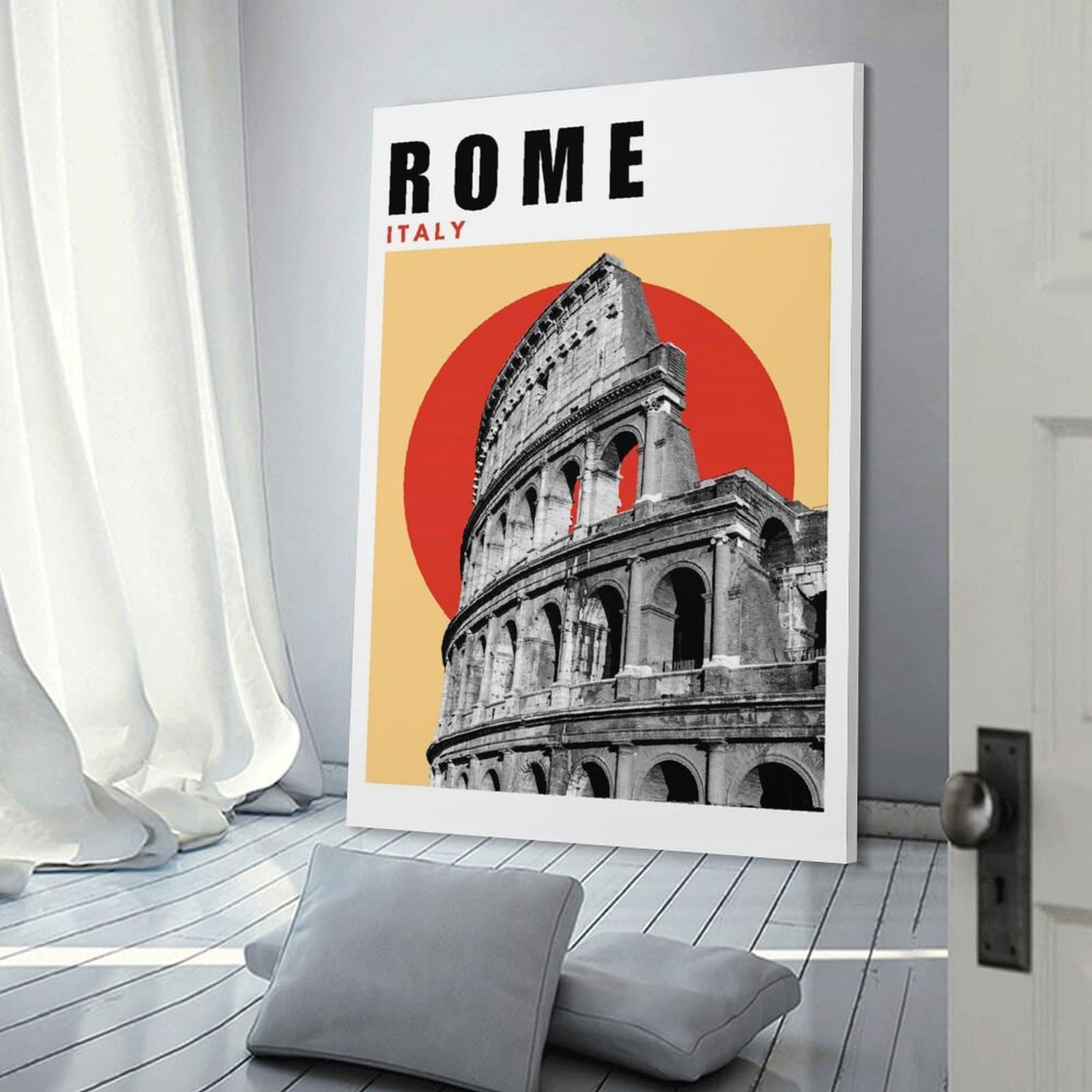 Junmoney Wall Art Print Rome Mid Century Modern Travel Poster, 24x36inch(60x90cm), for Contemporary Homes, Apartments Or Offices, An Easy Choice for New Home Styling