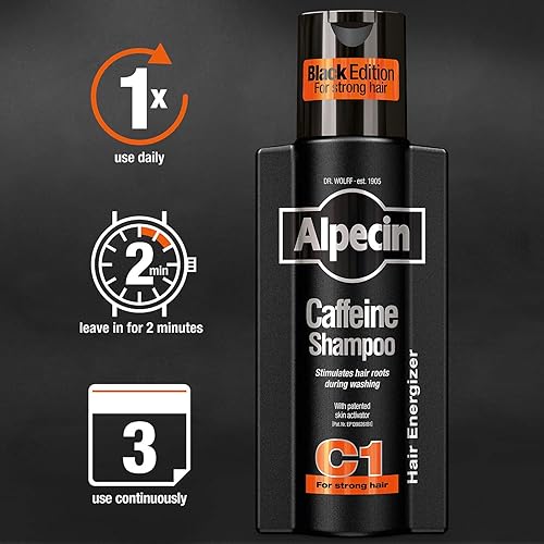 Miniatura 5 de Alpecin Champú C1 Cafeína Edición Negra, 2 x 8.5 fl oz  Para el crecimiento natural del cabello