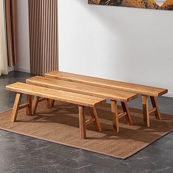 Farmhouse Dining Bench Solid Wood Shoe Bench Entryway Benches 39" 47" 55" 63" Heavy Duty 440lb Weight Capacity Easy Assembly for Dining Room Bedroom Bed End Restaurant Easy to Clean63in