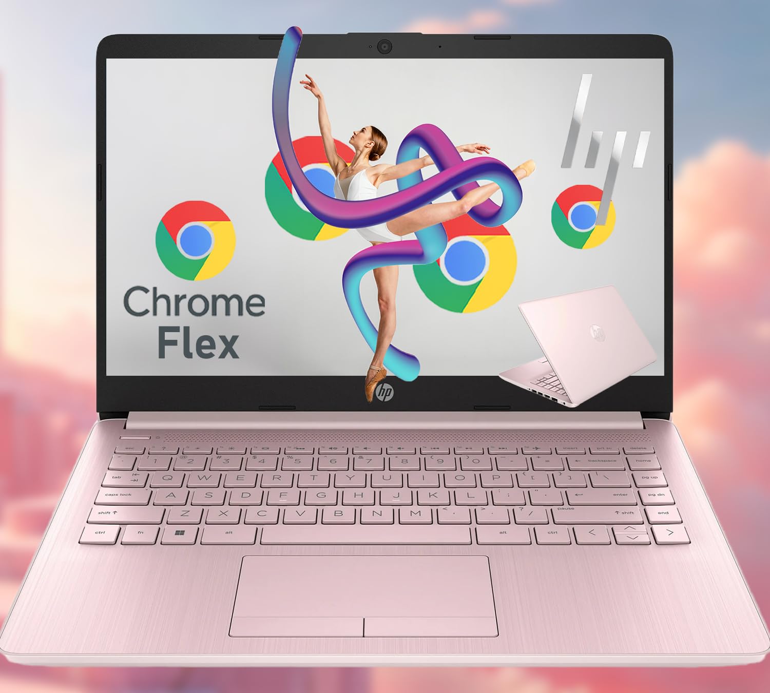 HP 14 Inch Chromebook with ChromeOS Flex | 8GB RAM | 128GB Storage (64GB Onboard and 64GB External) | Intel Celeron | Designed Purely for School and