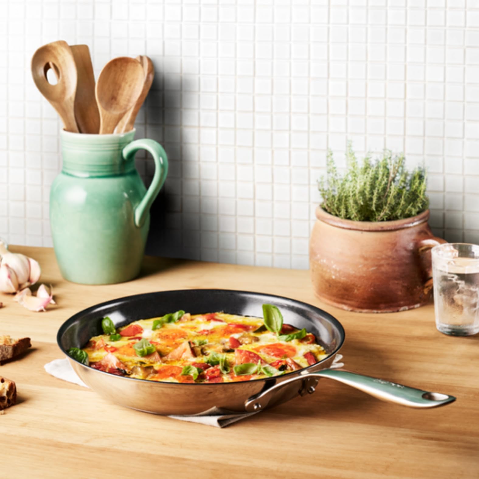 TEFAL H880S234 Jamie Oliver patelnia 28 cm stal nierdzewna powłoka ceramiczna nieprzywierająca Thermo Signal