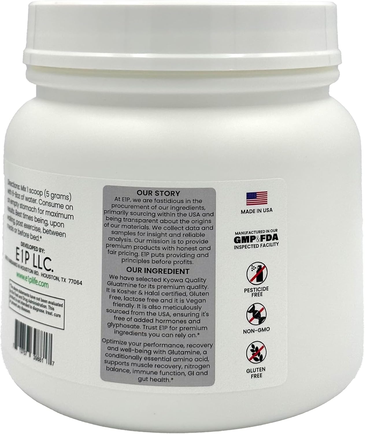 L-Glutamine 600grams (120 Servings) Unflavored, Non-GMO, Vegan Fermented, Third-Party Lab Tested. Made with Halal and Kosher Certified Ingredients. - Image 5