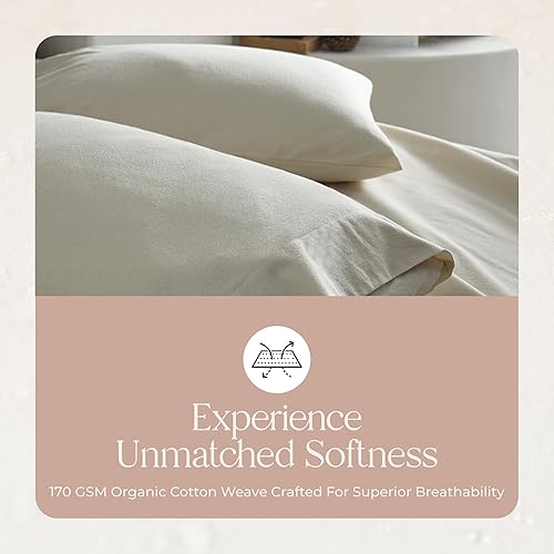 Miniatura 4 de Juego de sábanas de franela 100 % orgánica, tamaño matrimonial, con certificado GOTS, 100% franela de algodón con cómodo acabado cepillado suave y