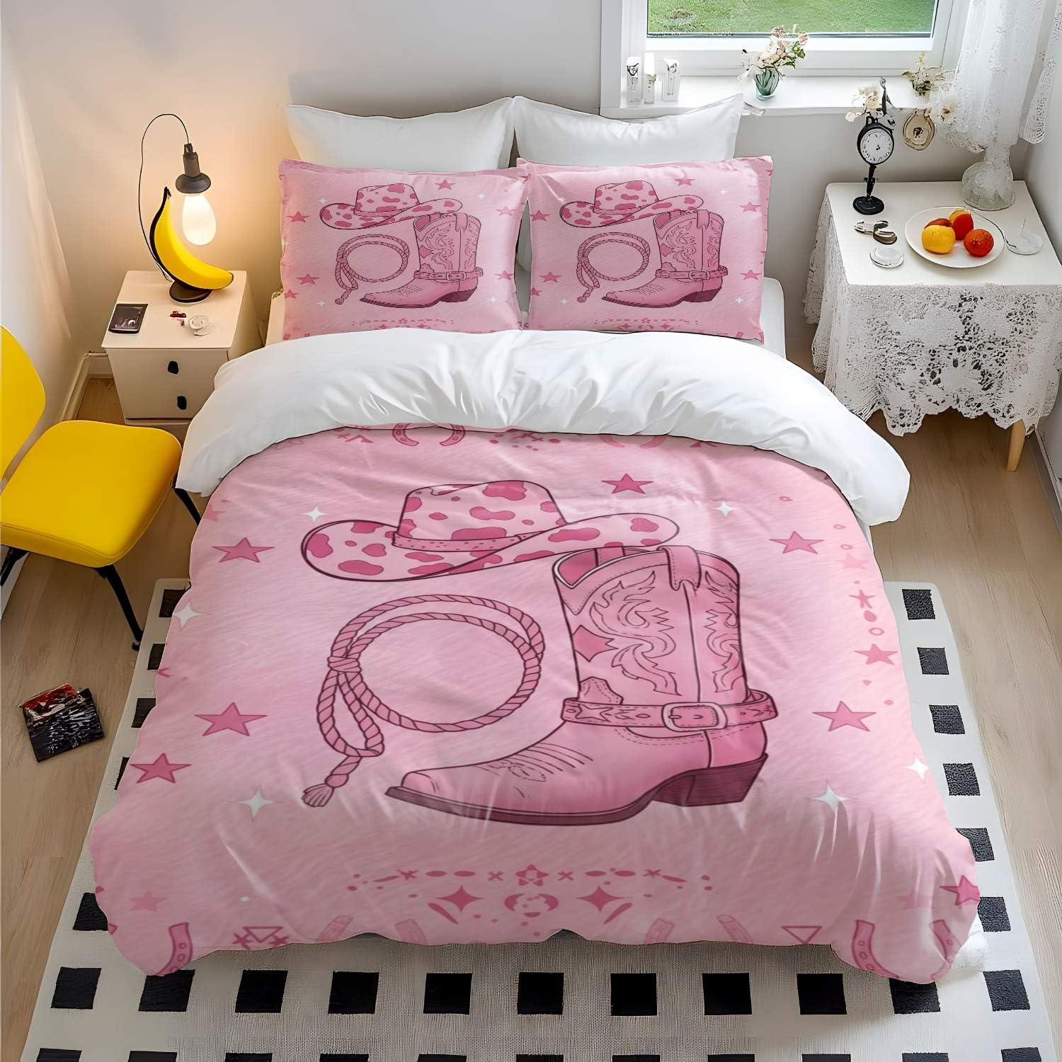 Parure de lit imprimé cowboy rose pour créer un cocon bohème dans sa chambre