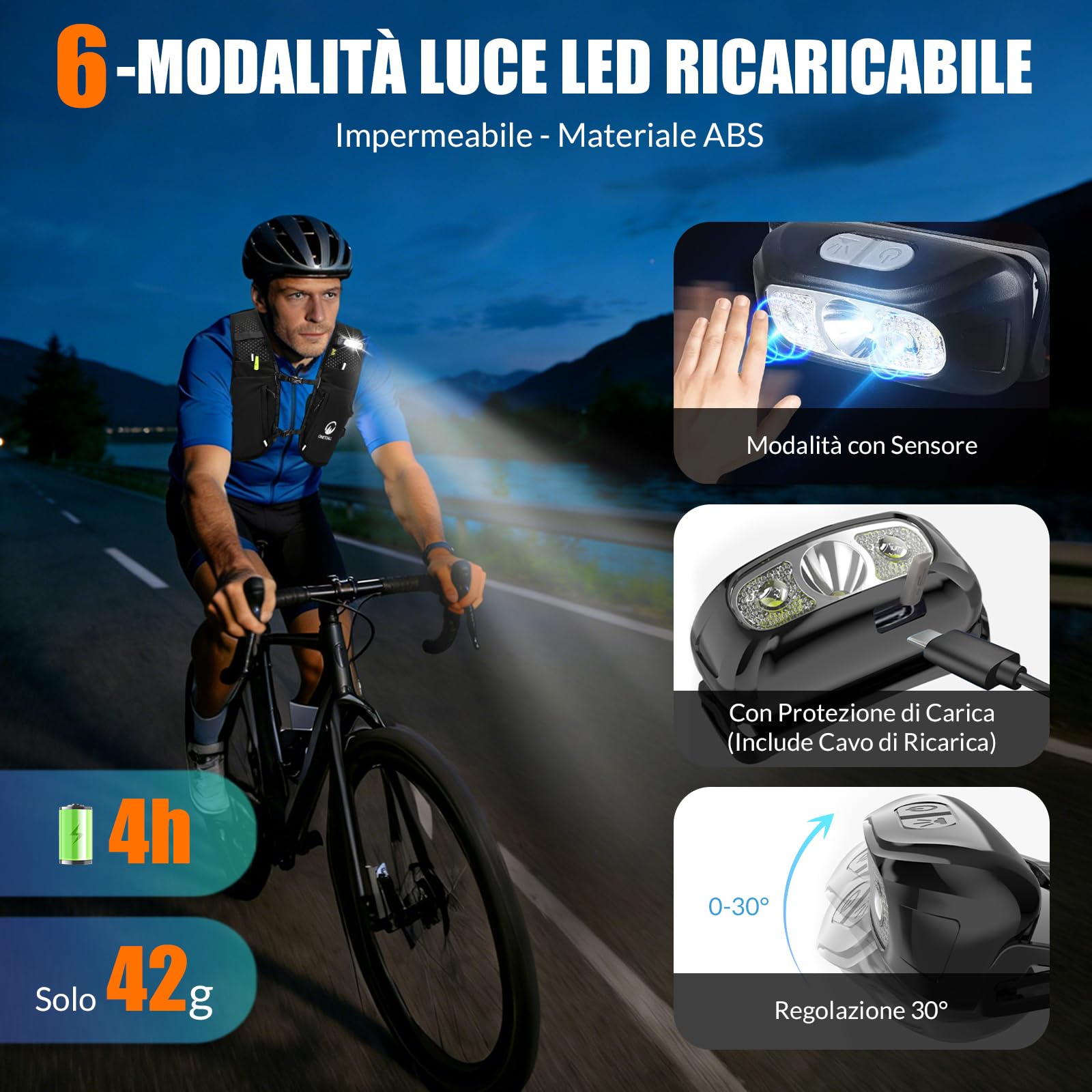 Gilet Running Uomo Donna, Zaino Trail Running con 2 Borraccia Morbida 500ml y Luce LED Ricaricabile, Gilet Corsa Leggero, Running Vest Zaino Corsa Zaino Idratazione per Trekking Ciclismo Sci