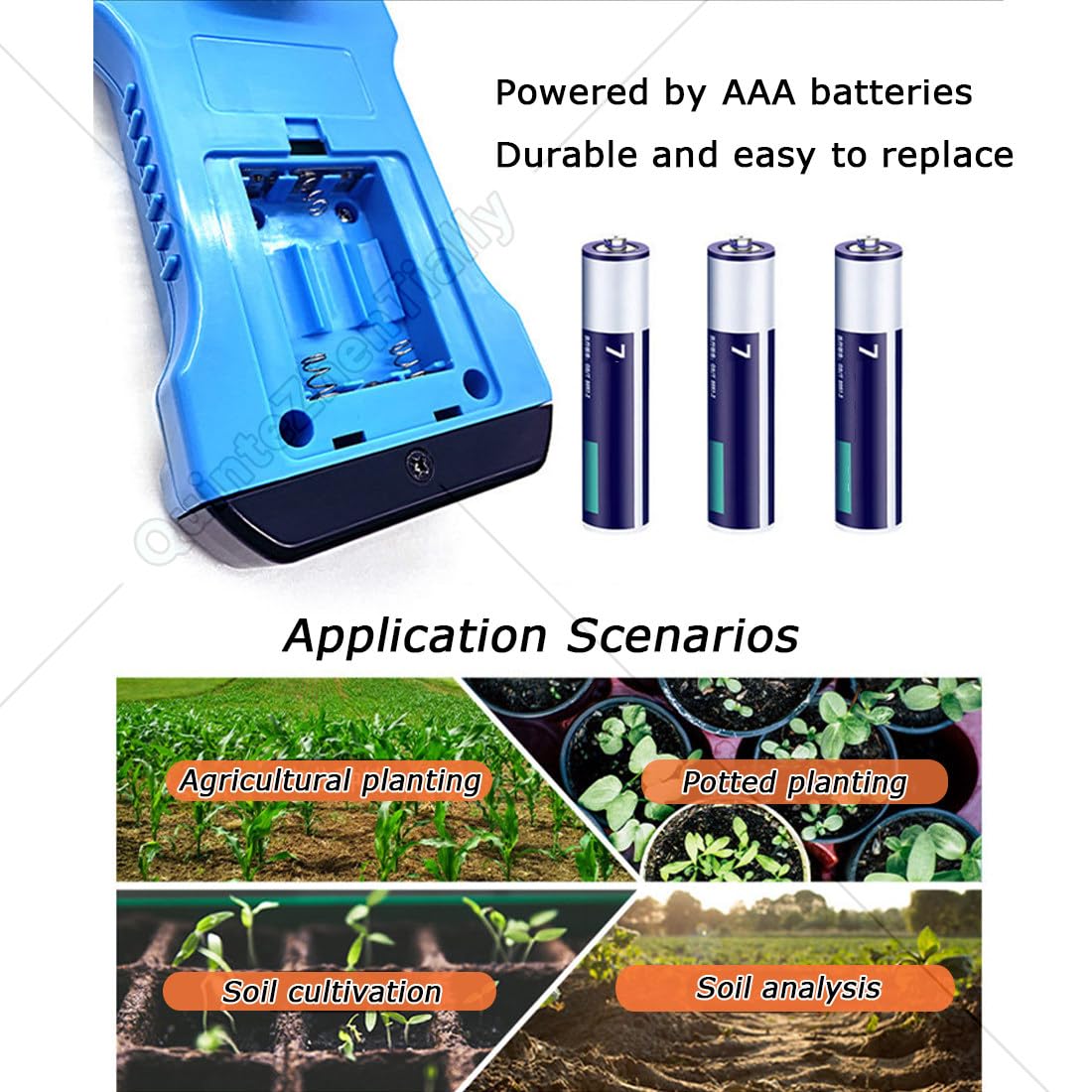 Kit Análisis Suelo 7-En-1 Jardineros Medidor,Medidor Rápido Suelo,Npk/Ph/Humedad/EC/Temperatura con Retroiluminación,para Siembra Macetas,Cultivo Suelos,Análisis Suelos
