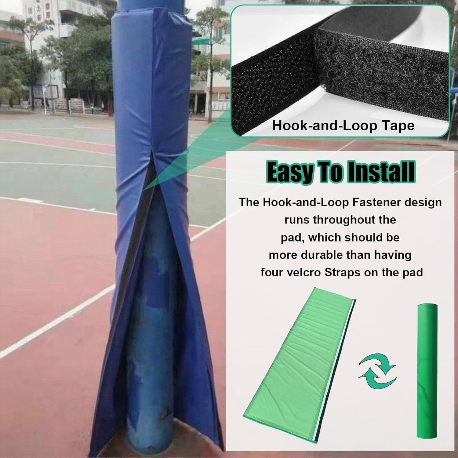 Wrap Around Basketball Pole Pad Replacement Pole Protective Pads, Garage Foam Column Cover Ideal for Basement Use, Extra Protection(H 8ft,Dia6 1/2 Inch)