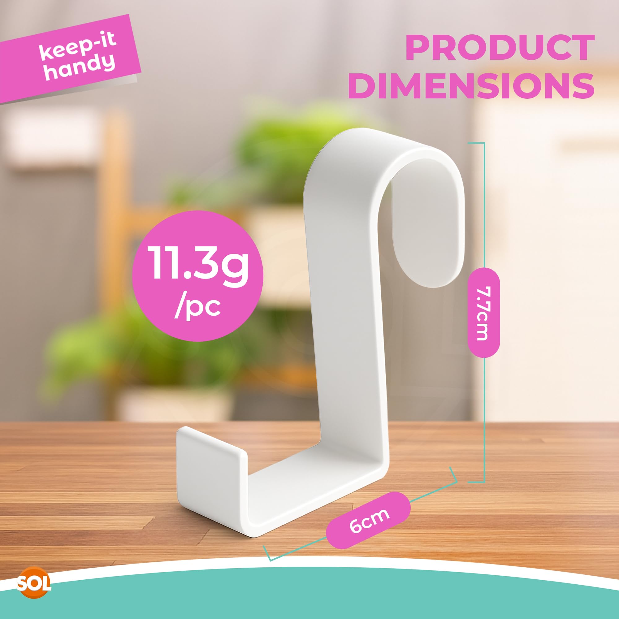 SOL 4pk Plastic Over Door Hooks Universal Hangers for Clothes Coats Towels Bags Space Saving Storage Solution for Home Bathroom Bedroom Office Organisation Lightweight Durable Design - Image 2