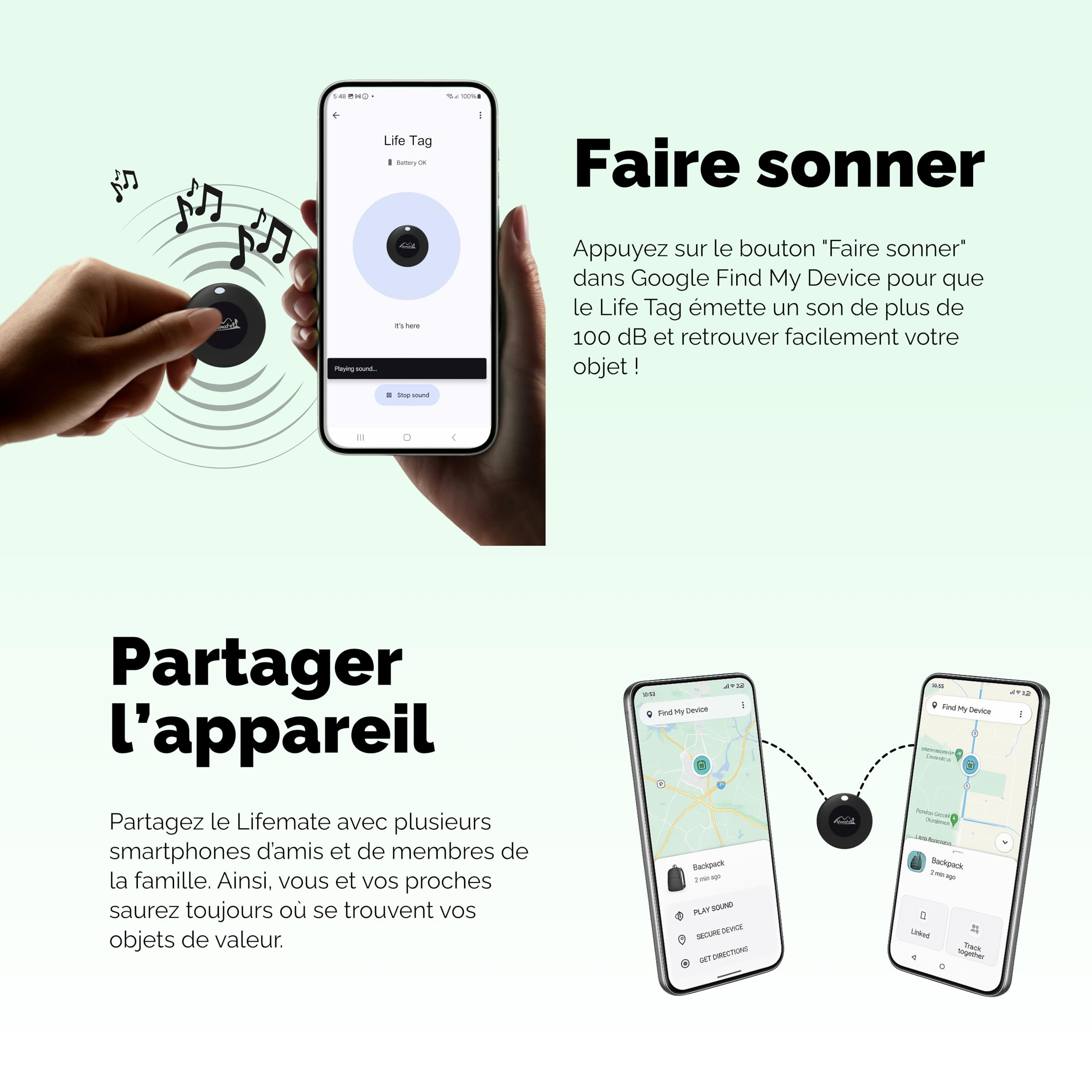 Lifemate Life Tag Android 4-Pack, Bluetooth Localisateur Intelligent Compatible avec “Localiser de Google”, Compact Android Tracker Étanche, Smart Air Tracer Tag Android pour Clés, Bagages et Animaux