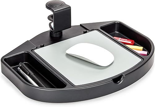 EHO Bandeja giratoria con clip para mouse de 360 grados organizador de escritorio con espacio de almacenamiento almacenamiento con abrazadera debajo