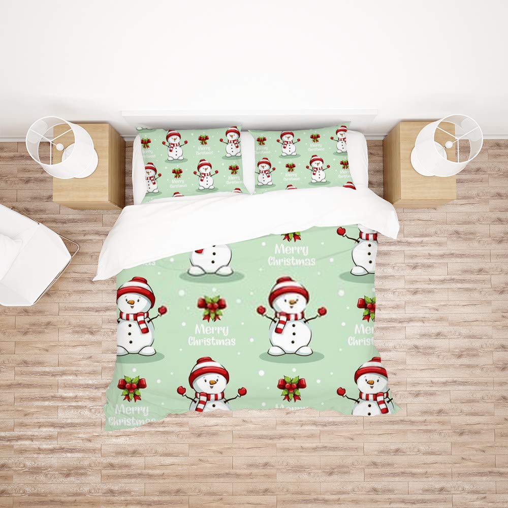 Parure de lit motif bonhomme de neige King pour chambre d'enfant magique