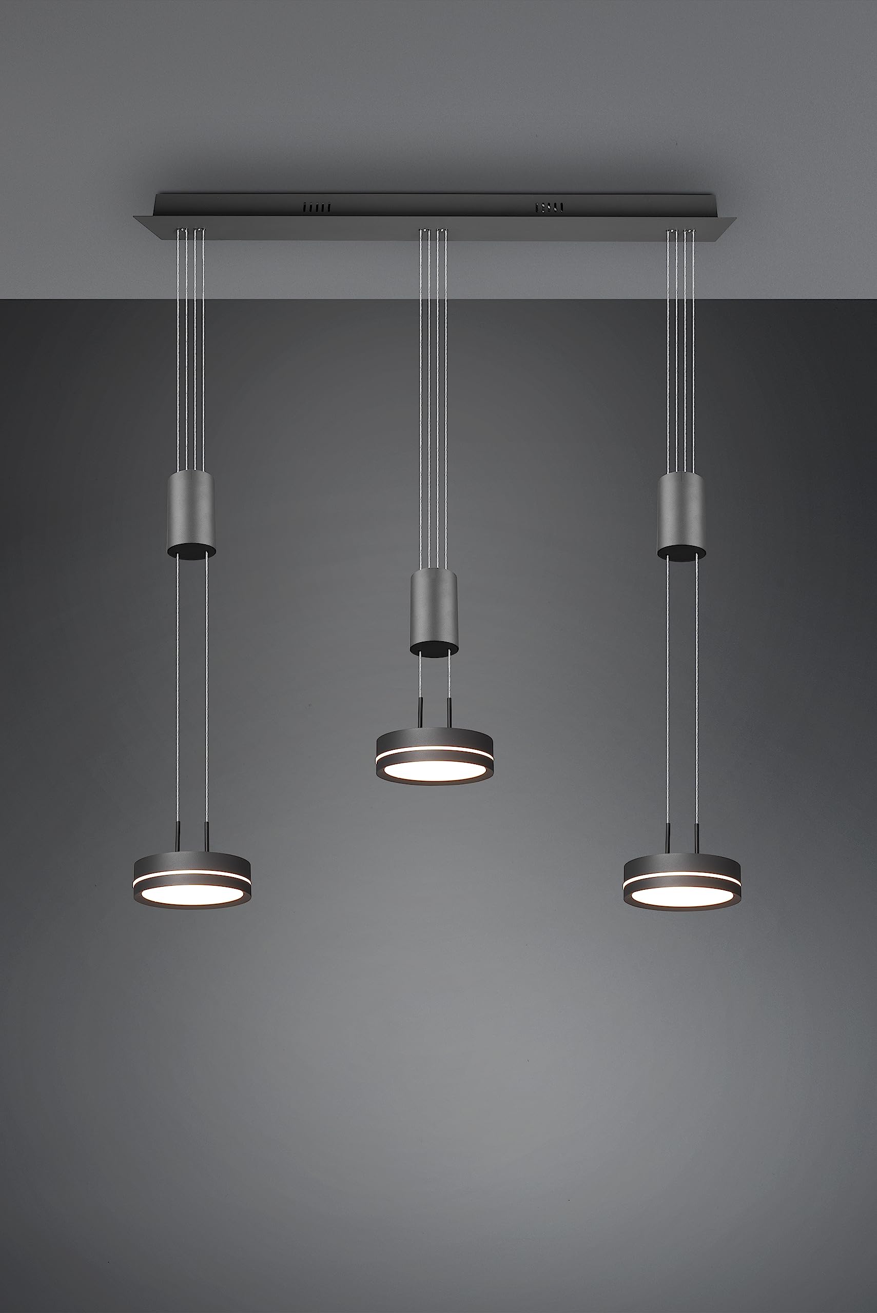 Trio Leuchten LED Pendelleuchte Franklin 326510342, Metall Anthrazit, inkl. 2x 9 Watt LED, Switch Dimmer
