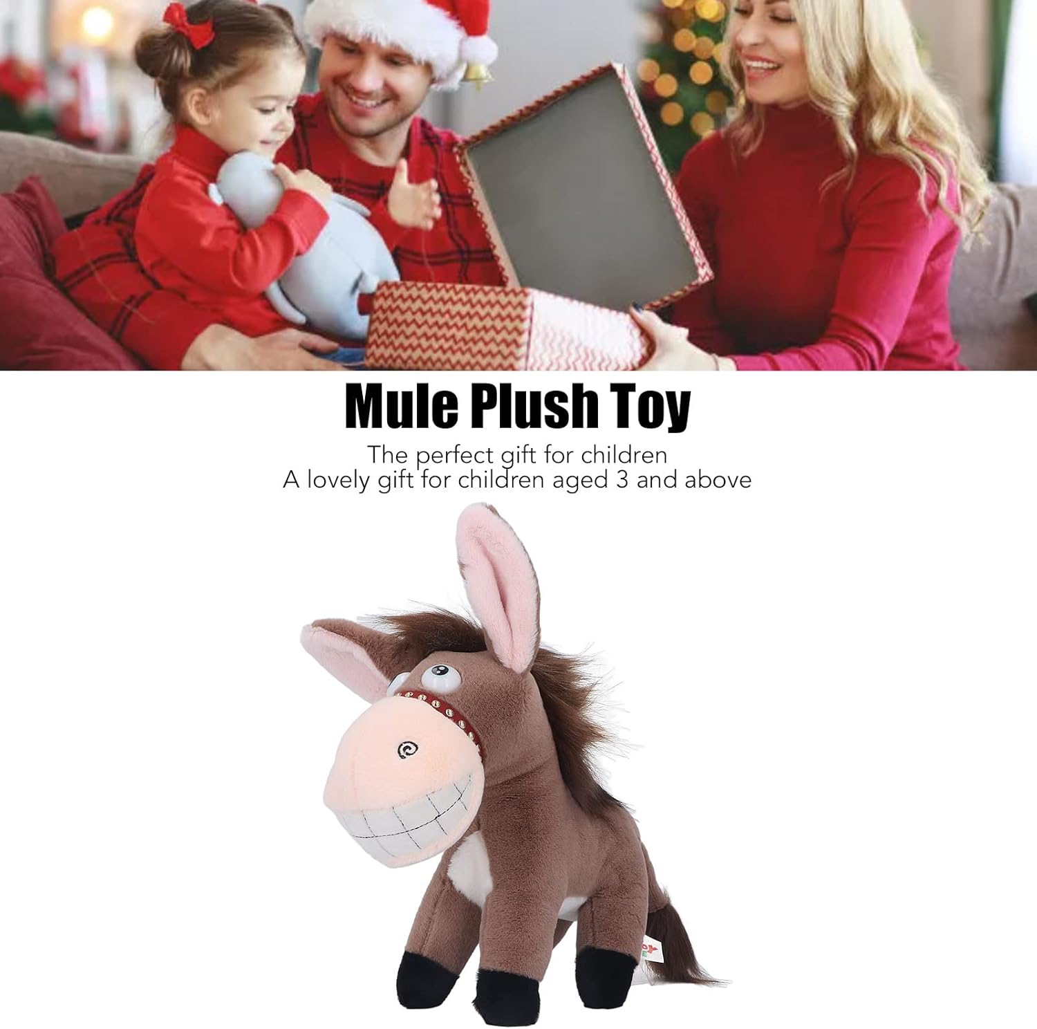 Donkey Stuffed Animal Toy Soft Comfortable Fluffy, for Kids Boys Girls, Plush Mule Toy for Hugging, Snuggling on Special Days (Brown)