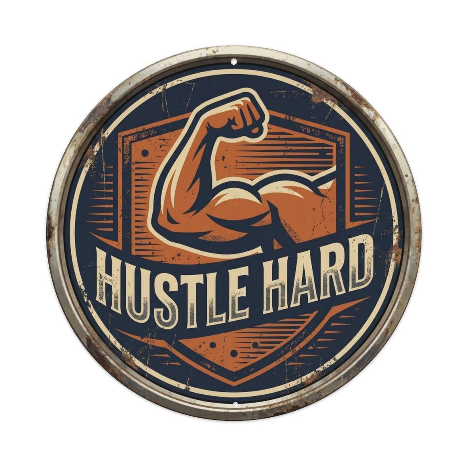 Hustle Hard Nostalgic Garage Display Retro Slogans Metal Tin Sign