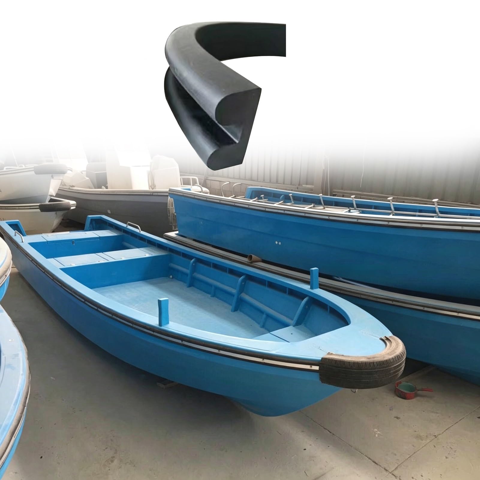 Profilo Parabordi per Barche, Larghezza 3,5 – 4,5 – 5 – 6 cm, Rotolo di Parabordi in Gomma a Profilo a U per Banchine e Uso Nautico, Inserto Flessibile(W 4.5cm(1.8in),9m/29.5ft)