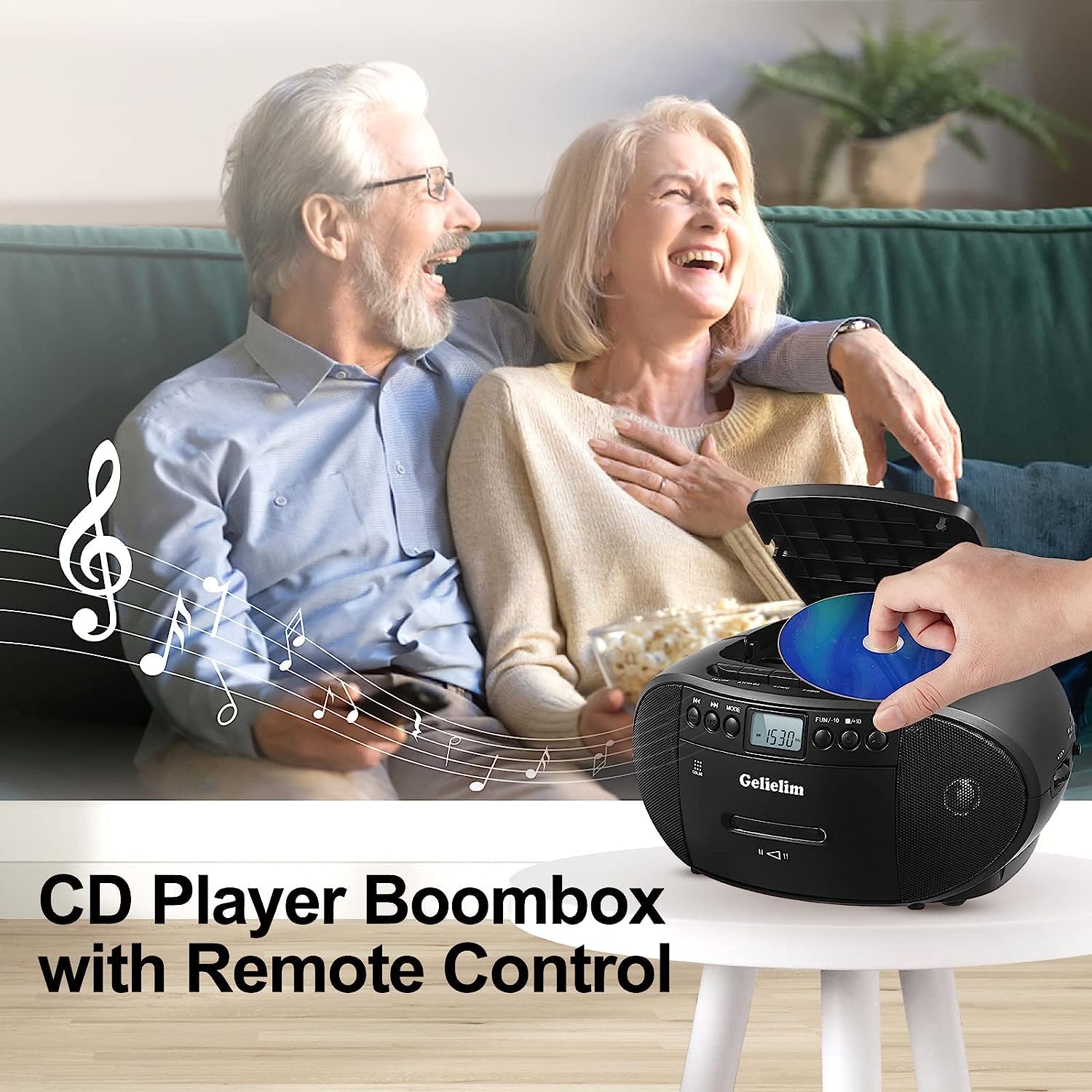 G Keni CD portatile e lettore cassette Boombox Combo, registratore cassette con telecomando, radio AM/FM, riproduzione USB, jack cuffie, alimentato batteria/rete