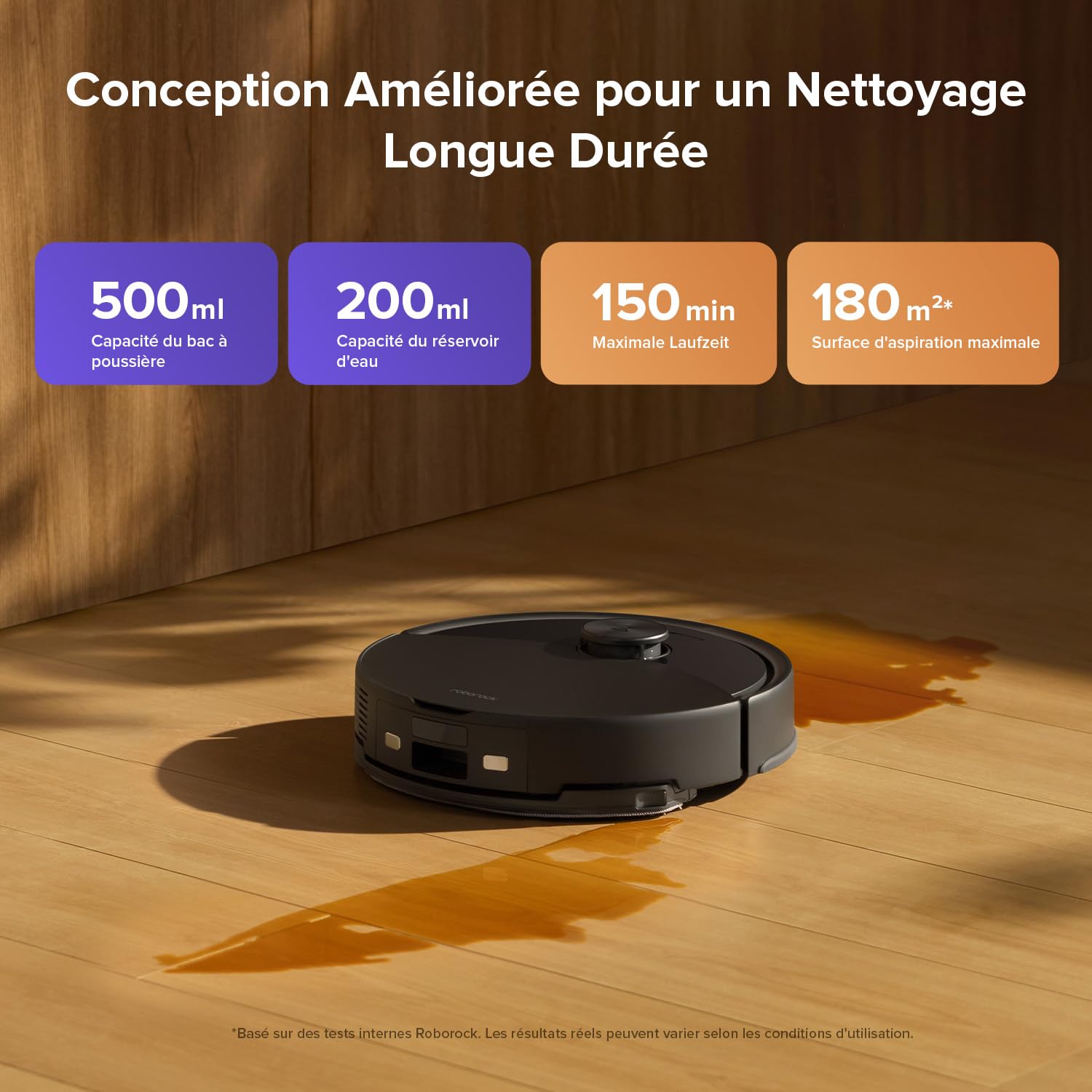roborock Q10 S5 Robot Aspirateur Laveur, 10000 Pa Aspiration, Double Anti-emmêlement, Système VibraRise 2.0, Levage des Serpillères de 8 mm, Navigation PreciSense LiDAR, Évitement d'obstacles, APP