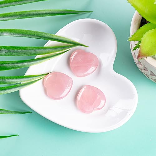 Miniatura 3 de 3 piedras naturales de corazón hinchado de cuarzo rosa de 1 pulgada, piedra de preocupación de palma de cristal curativo para chakras, reiki,