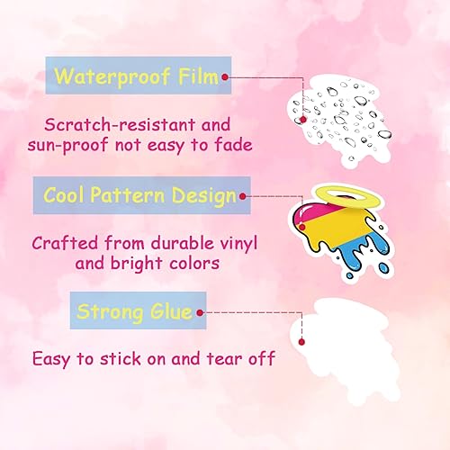 Miniatura 2 de Calcomanías de orgullo pansexual, 60 calcomanías de orgullo pansexual a granel para cosas de orgullo pansexual, paquete de calcomanías de vinilo