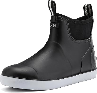 Wellies Men Rubber Wellington Boots Mens, Waterproof Ankle Wellies Non-Slip Rain Boots for Fishing Walk Mud Garden Shoes Easier On and Off