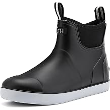 Wellies Men Rubber Wellington Boots Mens, Waterproof Ankle Wellies Non-Slip Rain Boots for Fishing Walk Mud Garden Shoes Easier On and Off