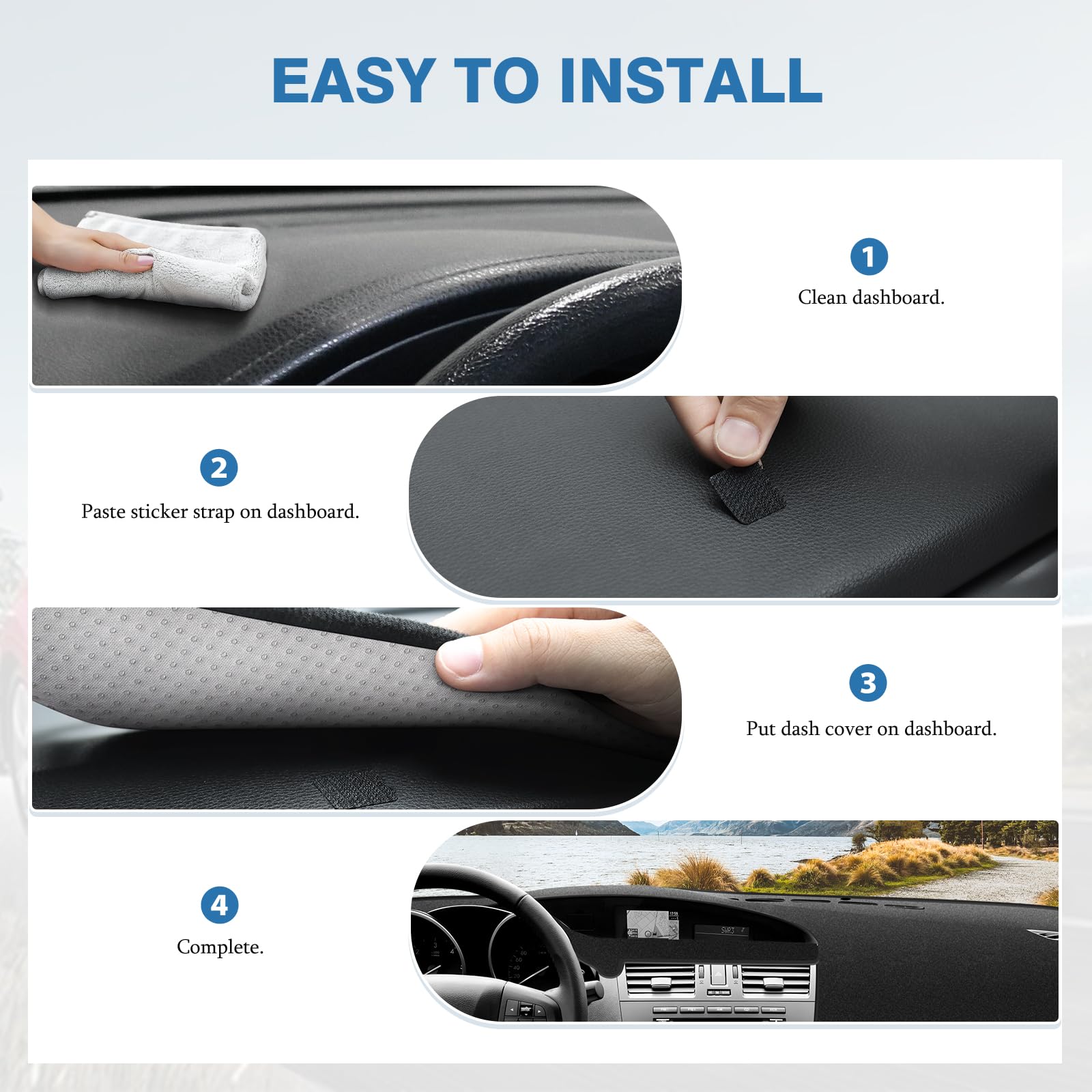 FIILINES Cubierta de tablero para Mazda 3 Sedán, Hatchback y MazdaSpeed3 2010-2013, alfombrilla de salpicadero para Mazda 3, accesorios, tapete para salpicadero, tapete para salpicadero, protector de