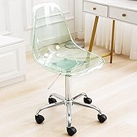 Vista 14 de HOMEFUN Silla de escritorio transparente, de acrílico, giratoria, sin brazos, altura ajustable, de plástico moldeado fantasma, sillas de oficina