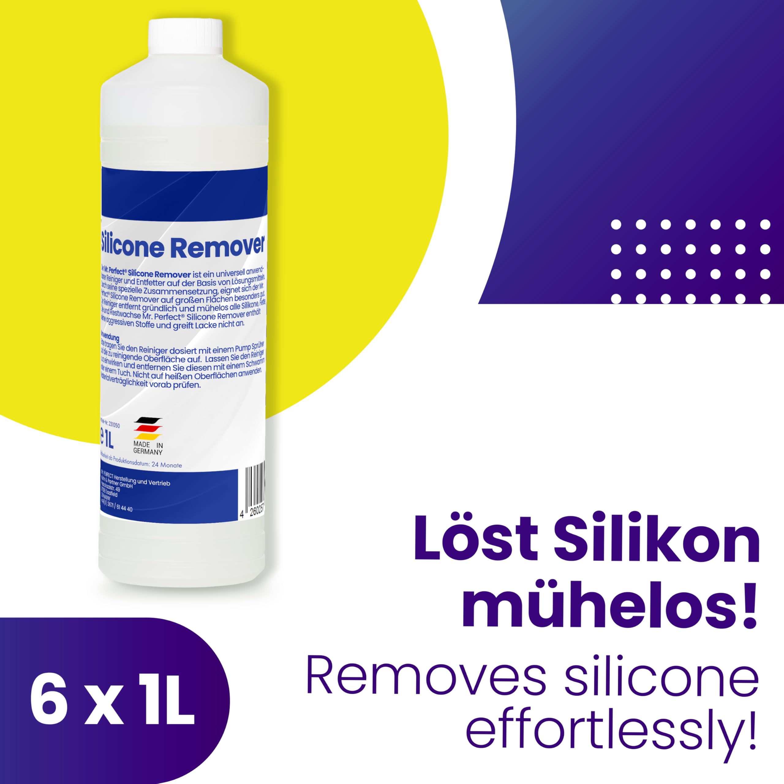 Mr. Perfect® - Silikonentferner 6x1l | Wachsentferner für Autolack| Der Silikonreiniger entfernt mühelos Fette, Öle & Silikon | Effektive Reinigung | Für große Flächen geeignet