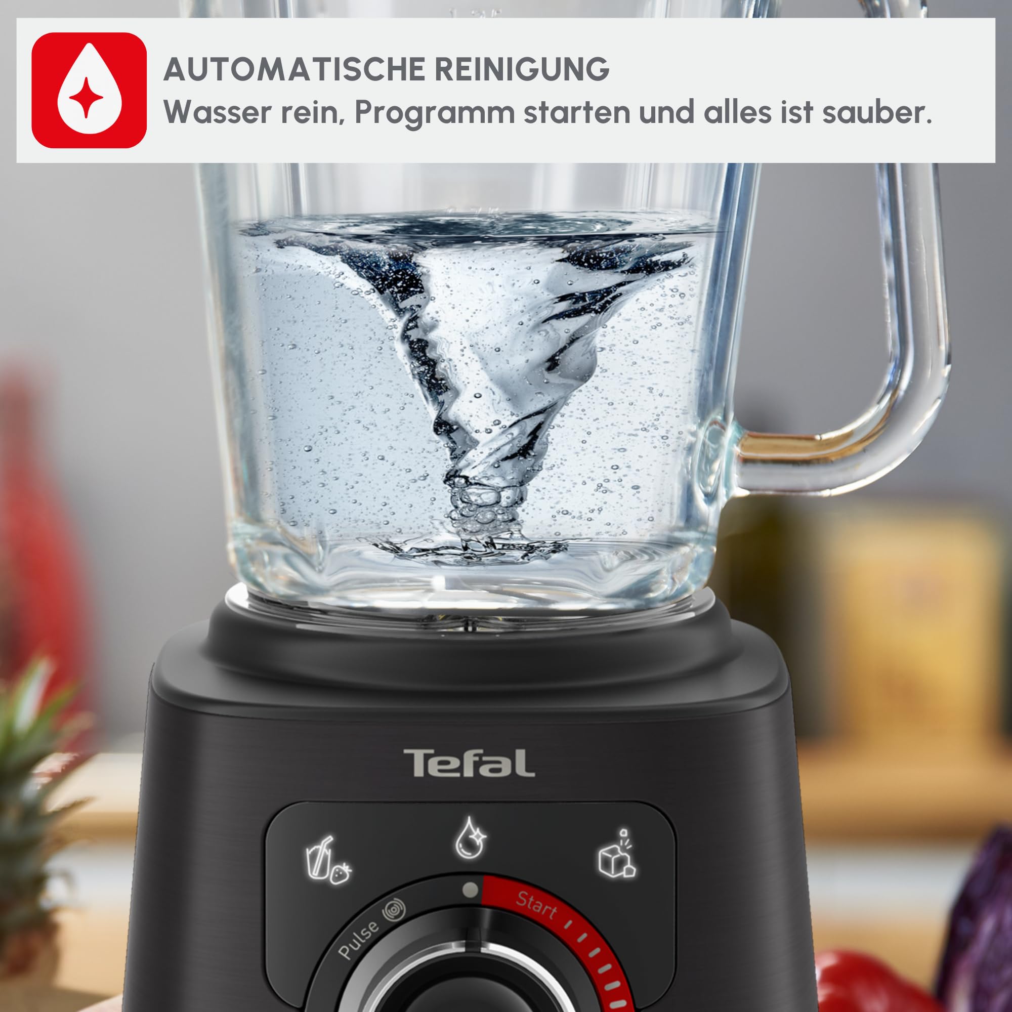 Tefal PerfectMix+ Hochgeschwindigkeits-Standmixer, 3 automatische Programme, Powelix-Klingentechnologie, 1,5 L nutzbare Kapazität, Tritan-Behälter, einfache Reinigung, inkl. Spatel, Schwarz, BL88A831