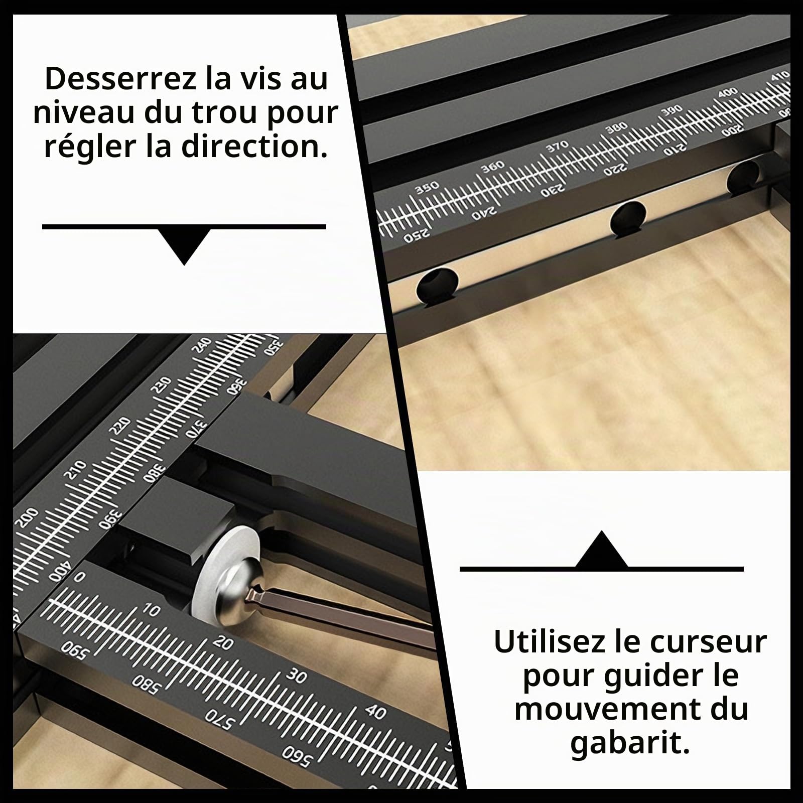 4 pièces Gabarit de fraisage réglable 800 x 800 mm, Guide de fraisage et gabarit pour défonceuse, aide de fraisage en bois pour rainures carrées et rectangulaires