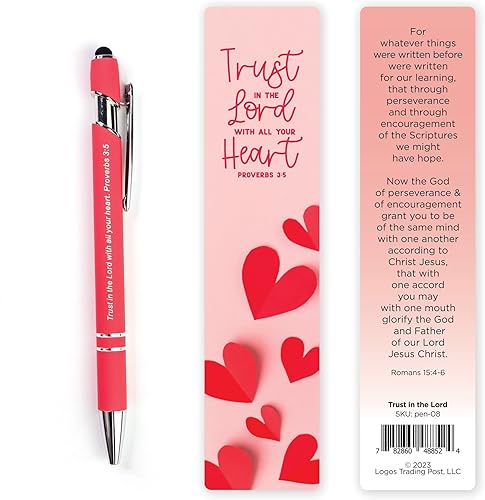Bolígrafo con versículo bíblico Trust In The Lord With All Your Heart con marcador de páginas, Prov 35, bolígrafos bíblicos inspiradores para