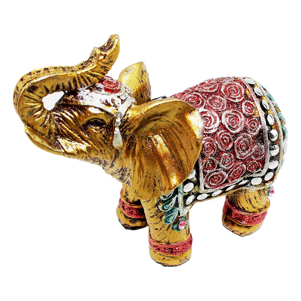 Amazon.co.jp: WPYST 7点セット ゴールド&レッド 幸運の象の像 風水