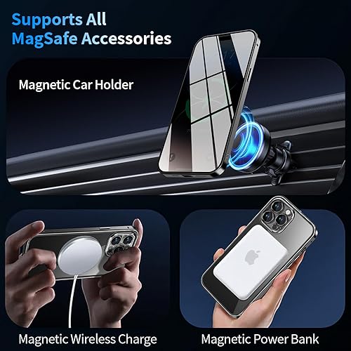 Miniatura 3 de Upholyee Funda magnética de privacidad con anillo de metal CD y bloqueo automático desplegable para iPhone 13 compatible con MagSafe protección de