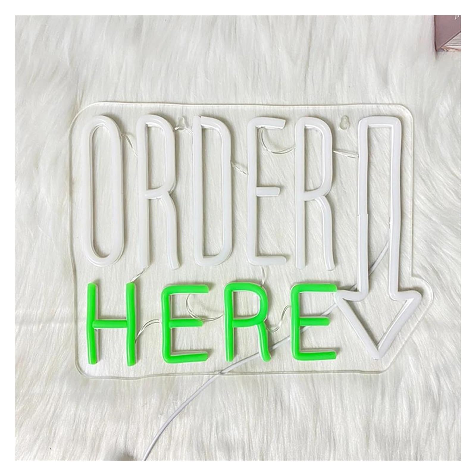 Insegna al Neon Order Here Insegna Al Neon Con Lettera Dimmerabile Alimentata Tramite USB Per Ristoranti Negozi Bar Reception Feste Decorazioni 31.5cmx24cm