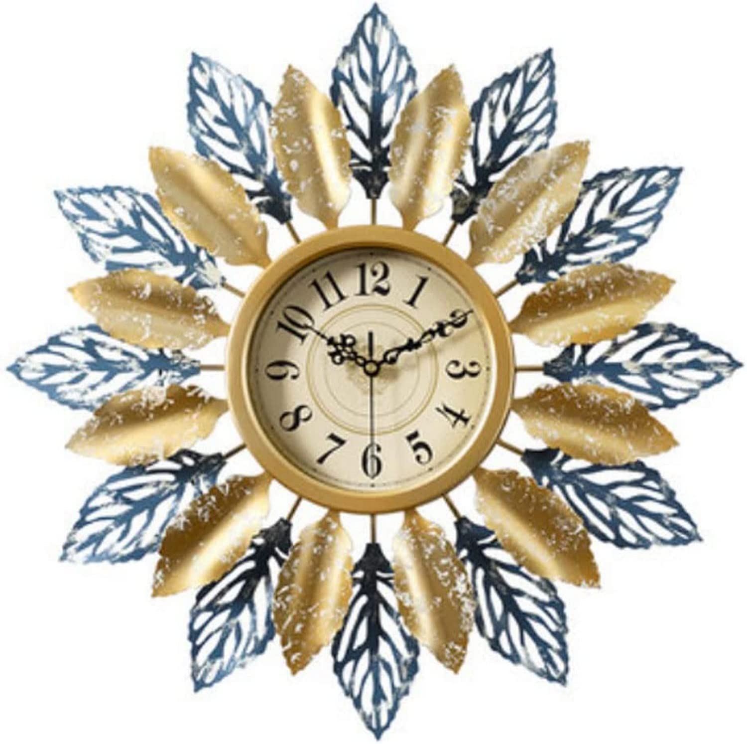 SaryEdge Wall Clock Art Large Wall Clock Large Wall Clocks Living Room Silent Non-Ticking Wall Clock American Creative Fashion Clock Restaurant Wall Decor Clock, White 70Cm-Gold-53c,Gold-53cm/21in