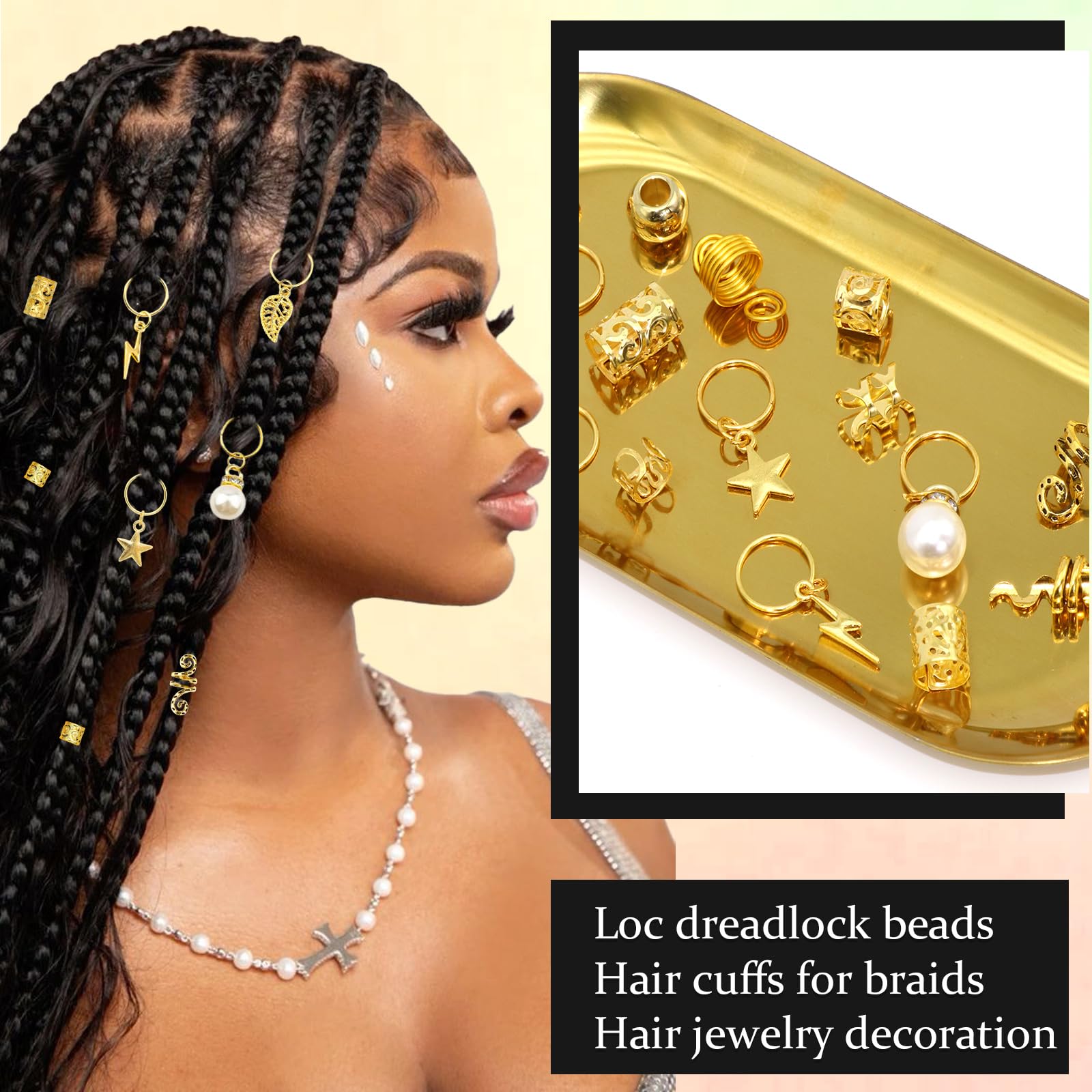 Hair Cuffs/Beads - Silver And/Or Gold- 10 PC Amazon.com: VENOFEN 120PCS Gold Hair Cuffs for Braids Clips  main image 3