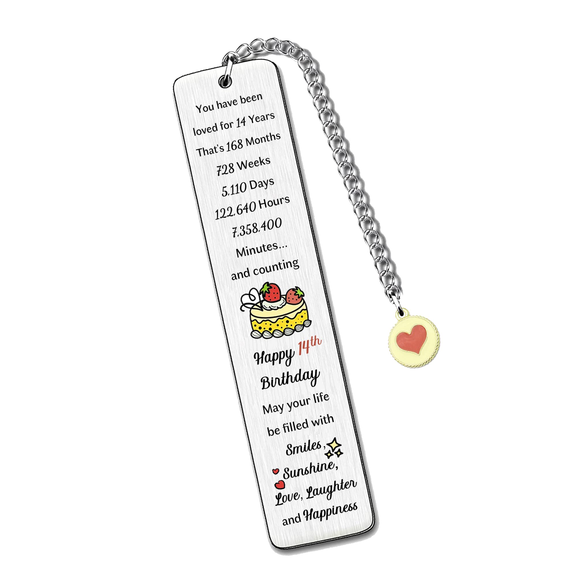 14th Birthday Bookmarkers Love Reminder Bookmark Sister Brother Bestie Friend Best Wishes Keepsake Teens Birthday Gift Son Daughter May your life be filled with Smiles Sunshine Love Laughter Happiness