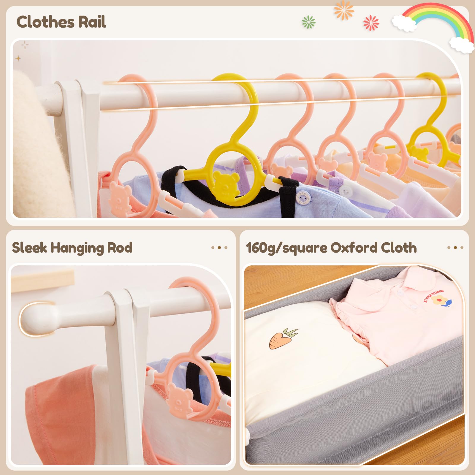 Kids Clothing Rack with Storage Box, Dress up Rack, Child Garment Rack ...