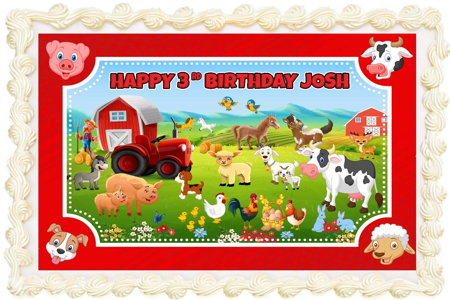 Buy Farm Animals Rectangle/Square Personalised Icing Edible COSTCO Cake