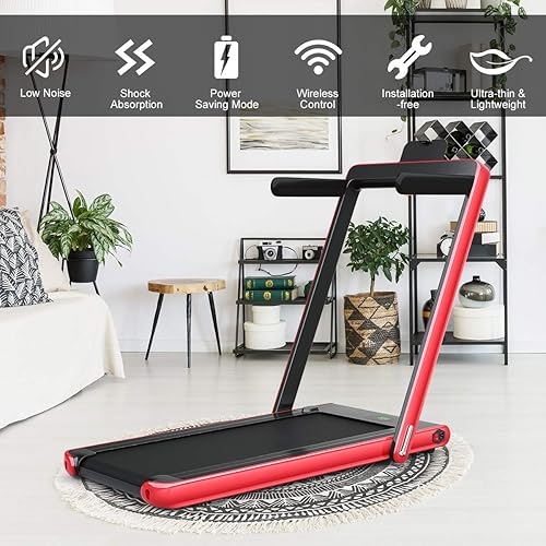 Miniatura 4 de SAFEPLUS Treadmil - Caminadora plegable portátil 2 en 1 con modos de caminar y correr y correr debajo del escritorio, caminadora debajo del