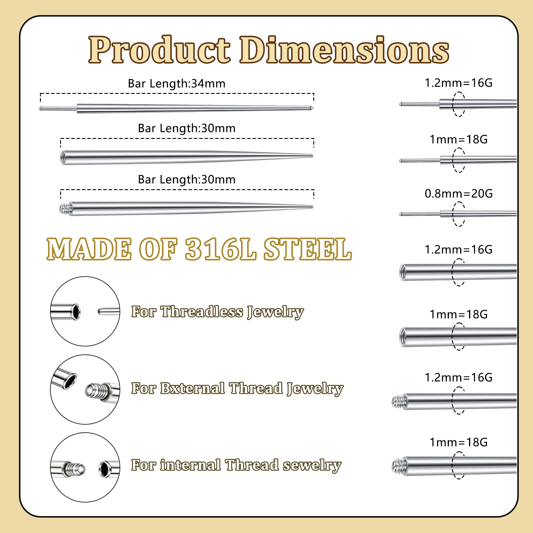 MODRSA Piercing-Taper Piercing-Ball Grabber Narzędzie do zmiany: Nos, wargi, Tragus, Piercing do zmiany biżuterii, 16, 18, 20G
