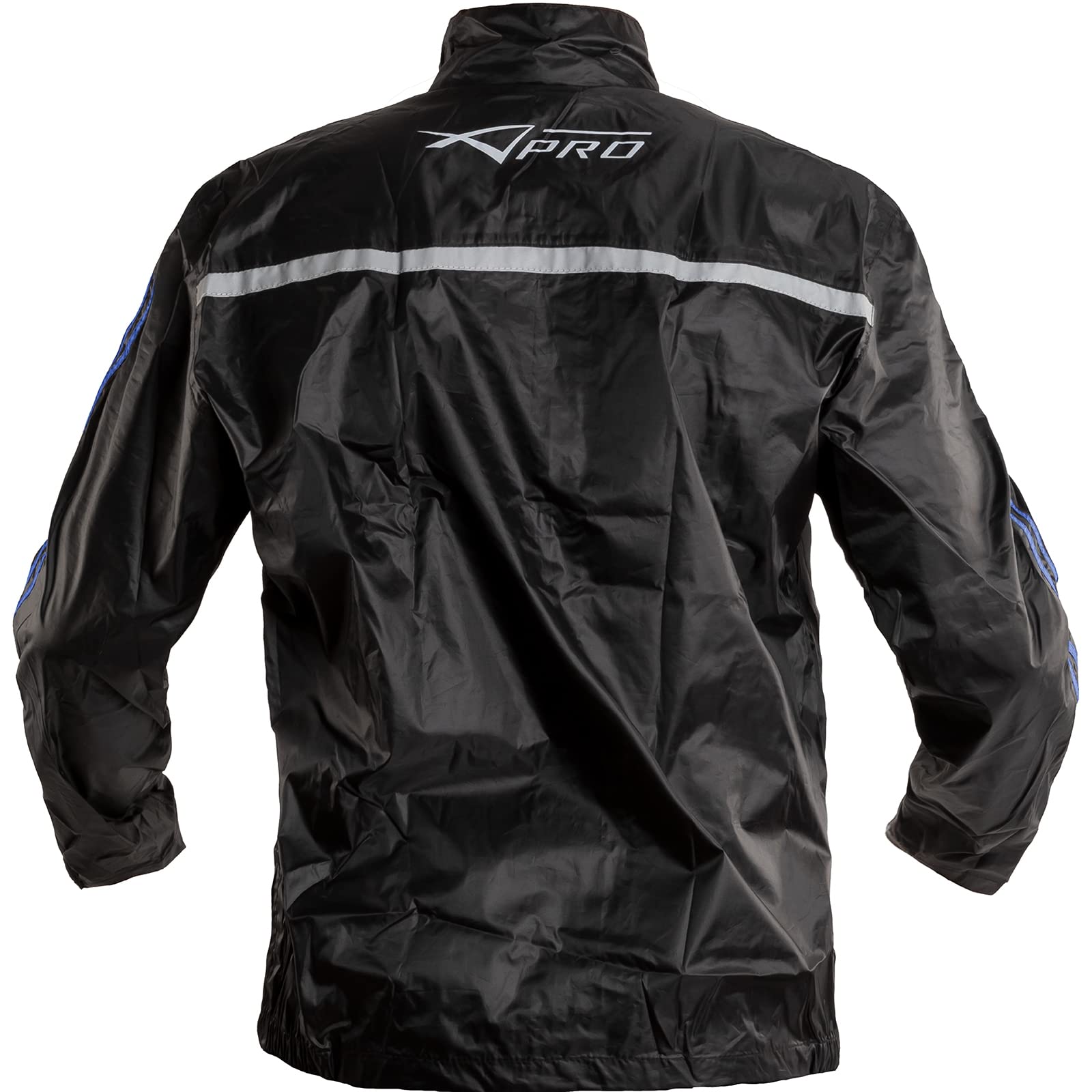 Veste Motard Pluie Nylon 100% Etanche Reflechissant Coupe-vent Moto Bleu XL