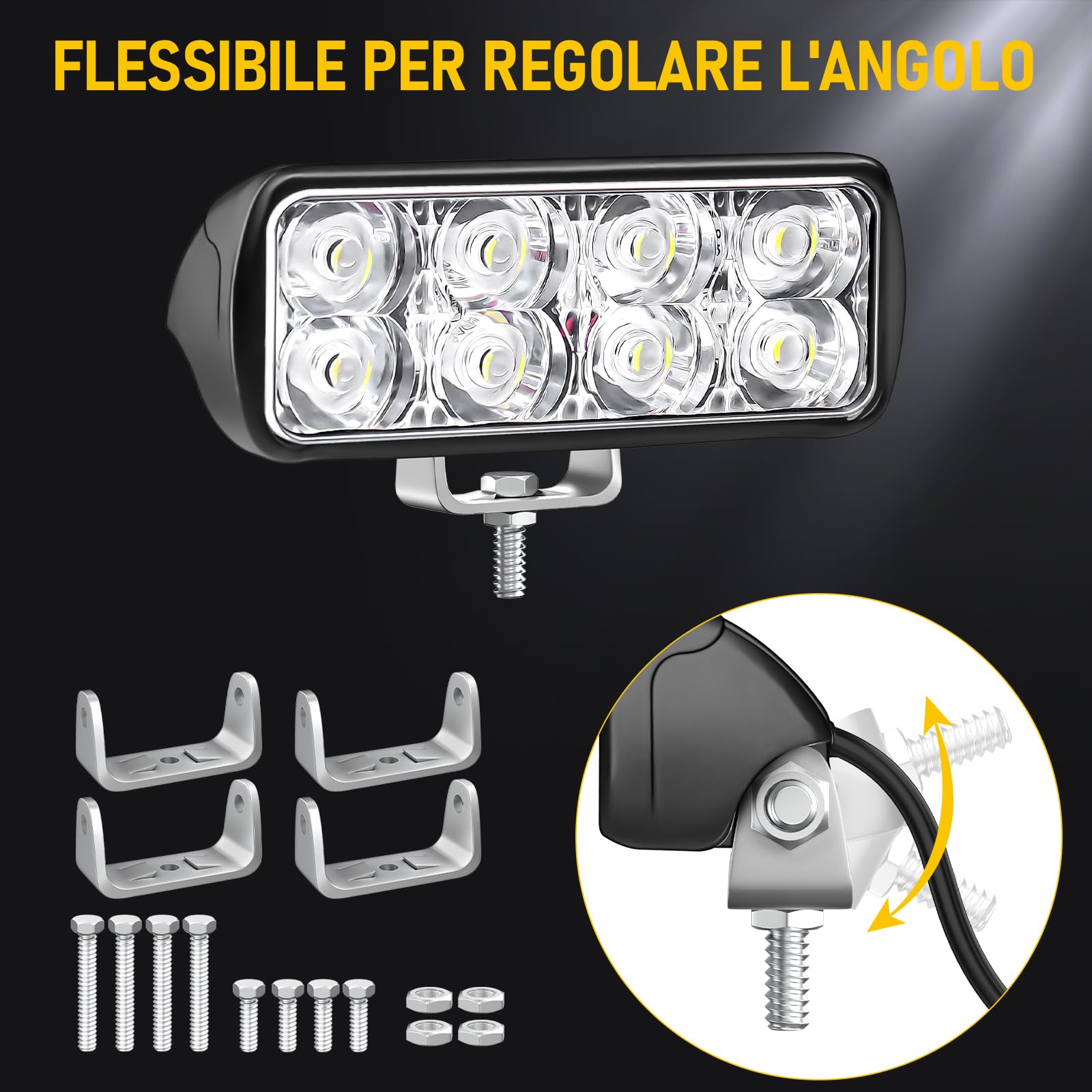 antom Faro da Lavoro LED 4X24W Mini barra led 12v luminosa faro 12v 24V IP67 impermeabile luce di retromarcia faro ausiliario auto per escavatore trattori trattori ATV camion
