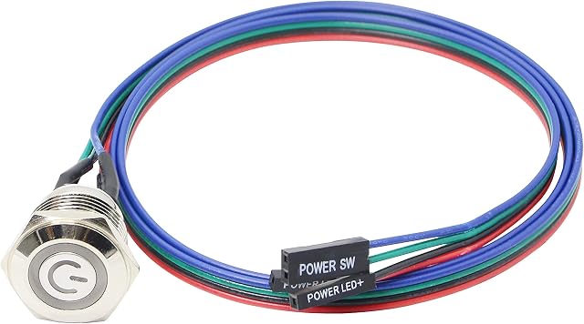 Chassis Switch Host Metal Button, Computer Host Switch Cable PC Case LED Power Button ATX Supply On/Off for DIY Computer Switch 60cm - 1pcs (12mm)