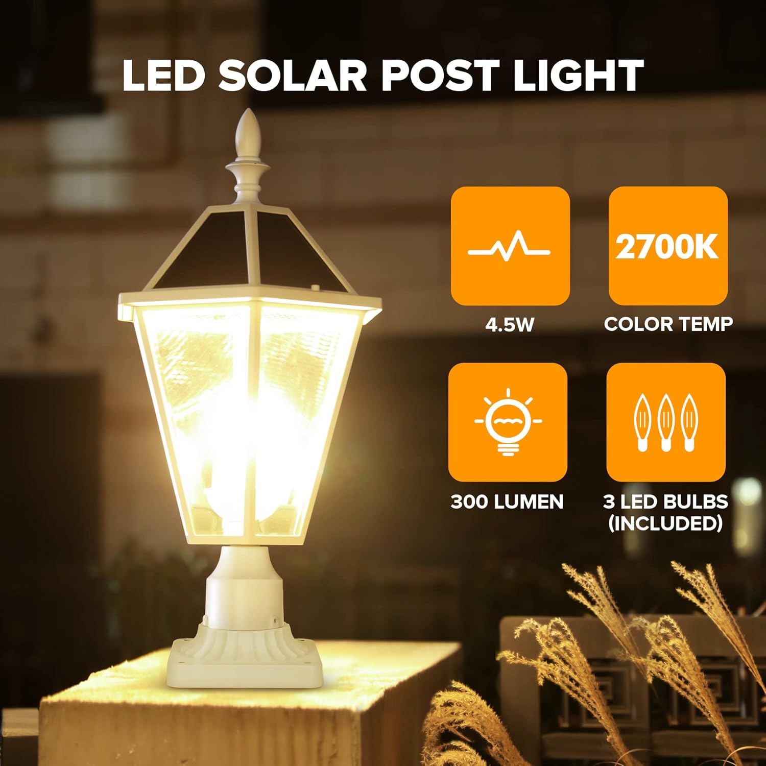 LUTEC LED Post Solar Light Outdoor,Dusk to Dawn Vintage Street Lights