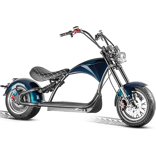 eAhora DOT Approved M1P Electric Motorcycle for Adults, 37MPH 2000W Motor 60V 30Ah Lithium Battery 40+ Miles, 12in Vacuum Tires Full Suspension Dual Hydraulic Brakes, 1-2 Person Street Legal Bike